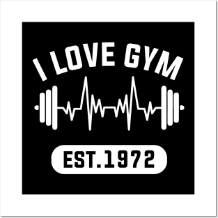 Funny Workout Gifts Heart Rate Design I Love Gym EST 1972 Posters and Art